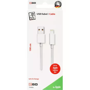 2GO 794888 Lightning-kaapeli 1 m valkoinen USB B