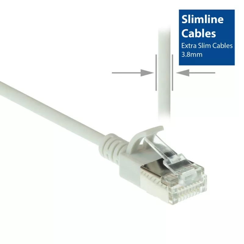 ACT harmaa 7 metrin LSZH U/FTP CAT6A datakeskuksen Slimline-patchkaapeli snagless RJ45-liittimillä