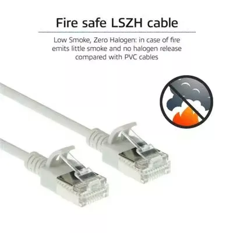 ACT harmaa 10 m LSZH U/FTP CAT6A datakeskuksen Slimline-patchkaapeli ilman lukituskynsiä RJ45-liittimillä
