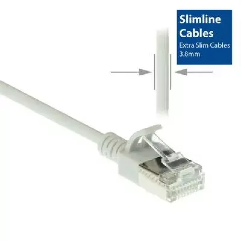 ACT harmaa 10 m LSZH U/FTP CAT6A datakeskuksen Slimline-patchkaapeli ilman lukituskynsiä RJ45-liittimillä