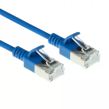 ACT sininen 10 metrin LSZH U/FTP CAT6A datakeskuksen Slimline-patchkaapeli lukituskynsi-RJ45-liittimillä