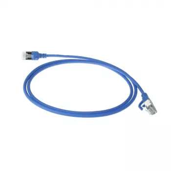 ACT sininen 10 metrin LSZH U/FTP CAT6A datakeskuksen Slimline-patchkaapeli lukituskynsi-RJ45-liittimillä