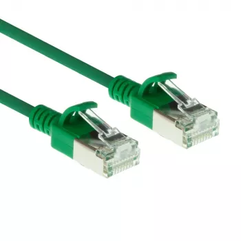 ACT vihreä 7 m LSZH U/FTP CAT6A datakeskuksen Slimline-patchkaapeli lukituskynsien suojalla ja RJ45-liittimillä