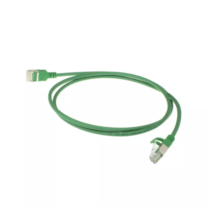 ACT vihreä 7 m LSZH U/FTP CAT6A datakeskuksen Slimline-patchkaapeli lukituskynsien suojalla ja RJ45-liittimillä