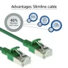 ACT vihreä 10 metrin LSZH U/FTP CAT6A datakeskuksen Slimline-patchkaapeli ilman lukituskynsiä RJ45-liittimillä