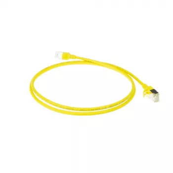 ACT keltainen 10 m LSZH U/FTP CAT6A datakeskuksen Slimline-patchkaapeli RJ45-liittimillä ja taittosuojalla