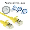 ACT keltainen 10 m LSZH U/FTP CAT6A datakeskuksen Slimline-patchkaapeli RJ45-liittimillä ja taittosuojalla