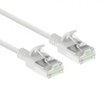ACT valkoinen 0,15 metrin LSZH U/FTP CAT6A datakeskuksen Slimline-patchkaapeli ilman lukituskynsiä RJ45-liittimillä