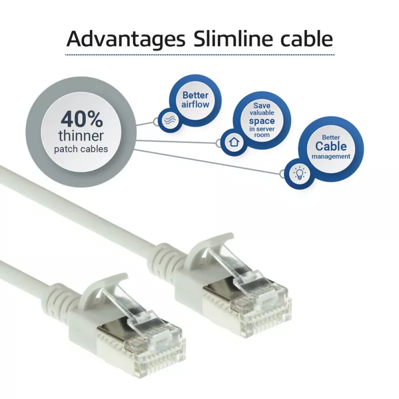 ACT harmaa 0,15 metrin LSZH U/FTP CAT6A datakeskuksen Slimline-patchkaapeli lukituskynsien suojalla RJ45-liittimillä