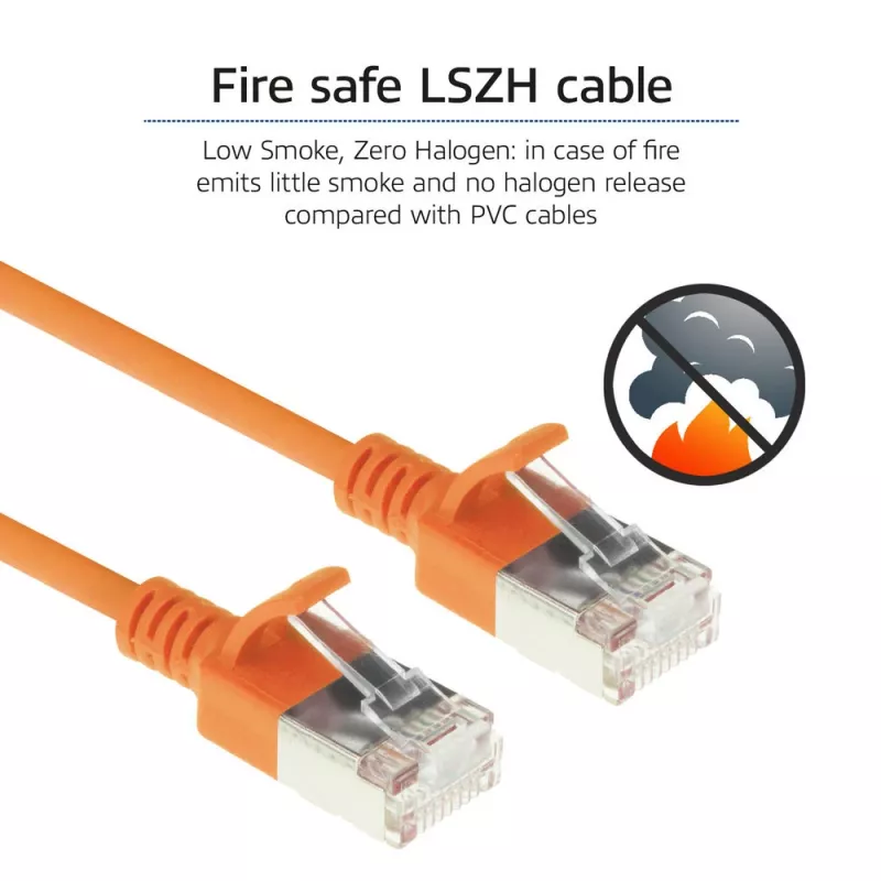 ACT oranssi 5 m LSZH U/FTP CAT6A datacenter-slimline-patchkaapeli, RJ45-liittimillä