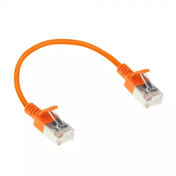 ACT oranssi 0,25 m LSZH U/FTP CAT6A datacenter-slimline-patchkaapeli, rastnasenfrei, RJ45-liittimillä