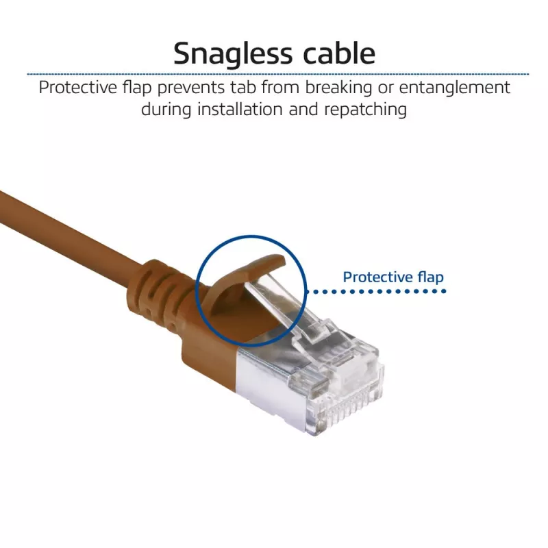 ACT ruskea 0,15 m LSZH U/FTP CAT6A datacenter-slimline-patchkaapeli, snagless, RJ45-liittimillä