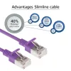 ACT violetti 2 m LSZH U/FTP CAT6A datacenter-slimline-patchkaapeli, lukituskieleke ja RJ45-liittimet