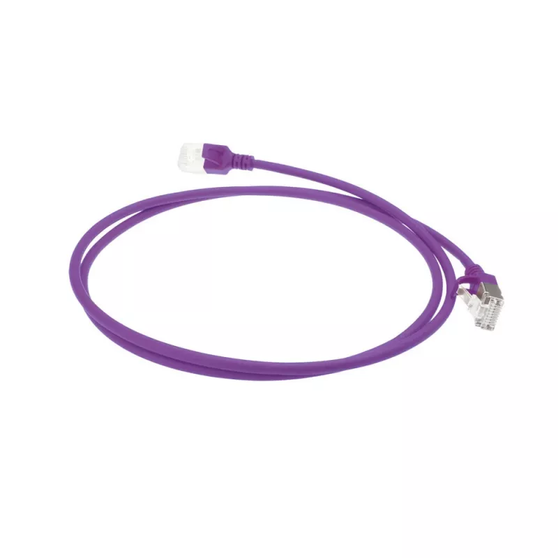 ACT violetti 3 m LSZH U/FTP CAT6A datacenter-slimline-patchkaapeli, snagless, RJ45-liittimillä