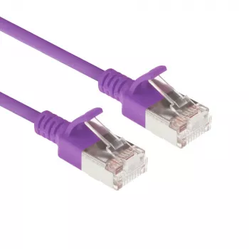 ACT violetti 0,15 m LSZH U/FTP CAT6A datacenter-slimline-patchkaapeli, RJ45-liittimillä ja taittumissuojalla