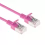 ACT pinkki 10 m LSZH U/FTP CAT6A datacenter-slimline-patchkaapeli, rastnasenfrei, RJ45-liittimillä