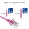 ACT pinkki 0,25 m LSZH U/FTP CAT6A datacenter-slimline-patchkaapeli, RJ45-liittimillä, lukituskielekkeen suojaus