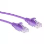 ACT violetti 10 m LSZH U/UTP CAT6 datacenter-slimline-patchkaapeli, lukituskielekkeen suojaus, RJ45-liittimillä