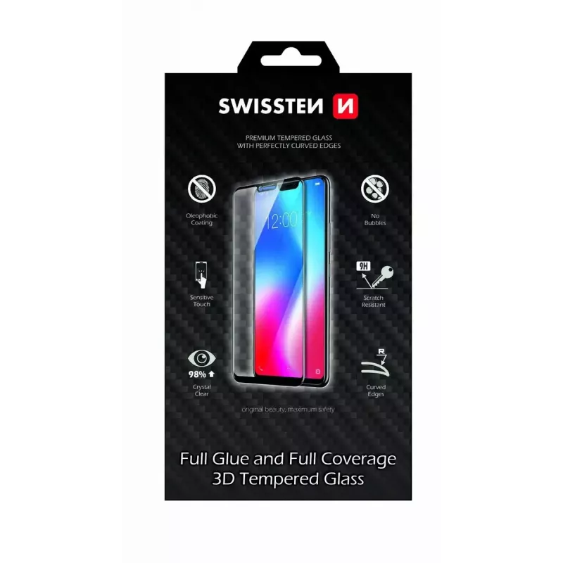 Karkaistu näytönsuoja SWISSTEN 3D Full Glue Samsung Galaxy S20 Ultra — koko pinnan peittävä, musta
