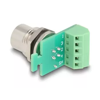 DeLOCK M12-siirtomoduulisovitin 4-napainen A-koodattu liitäntä 5-napaiseen riviliittimeen