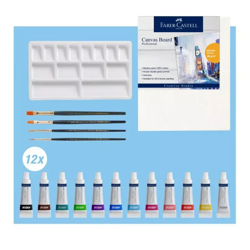 Akryylimaalaussarja Faber-Castell Creative Studio 18 osaa monivärinen