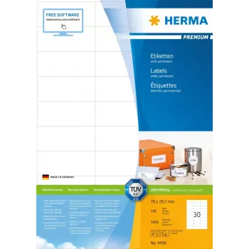 HERMA Premium -tarrat A4 70x29,7 mm 3000 kpl