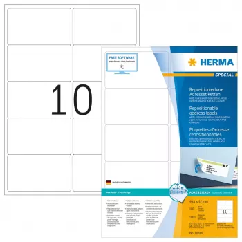 Irrotettavat osoitetarrat HERMA 10316 A4 99,1x57 mm valkoinen