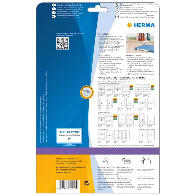 Itseliimautuvat tulostintarrat HERMA 5119