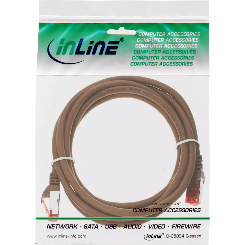 InLine 76403K patch-kaapeli S/FTP (PiMF) Cat.6, ruskea, 3 m