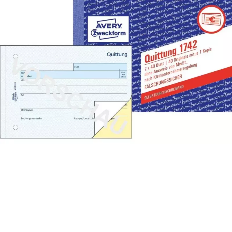Kirjanpitolomakekirja A6 Avery 1742