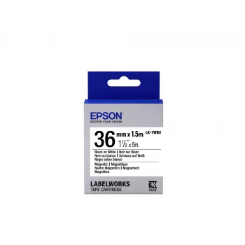 Epson-tarratulostimen kasetti Magnetic LK-7WB2 musta/valkoinen 36 mm (1,5 m)