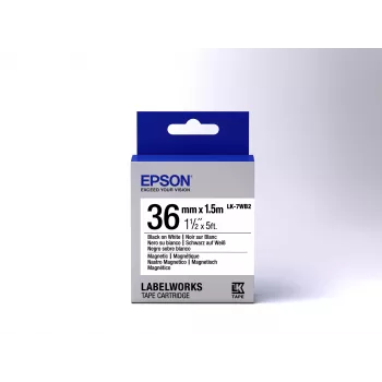 Epson-tarratulostimen kasetti Magnetic LK-7WB2 musta/valkoinen 36 mm (1,5 m)