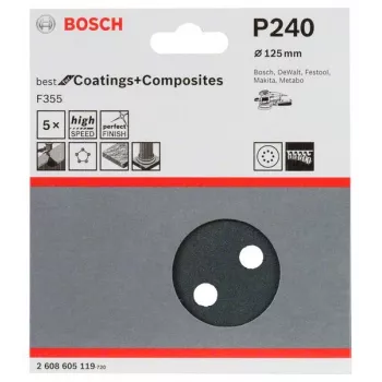 Bosch 2 608 605 119 käsihiomatarvike hiomapaperi P240 5 kpl