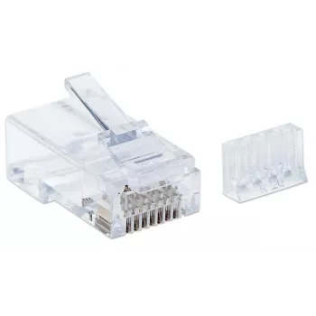 Intellinet RJ45-modulaariliitin, Cat6, UTP, 3-haarainen, jäykälle langalle, 15 µ kullatut kontaktit, 90 kpl:n pakkaus