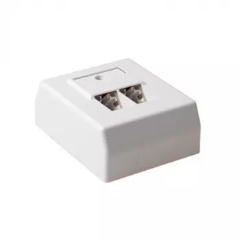 Pinta-asennettava suojarasian, 2-porttinen, ACT CAT5E, mitat 64,9×80×32,8 mm