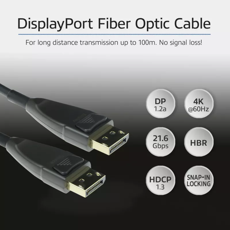 ACT 15 m DisplayPort aktiivinen optinen kaapeli, DisplayPort uros - DisplayPort uros