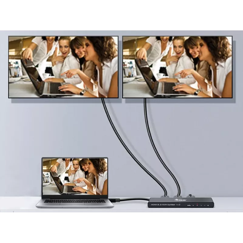 Equip erittäin ohut 2-porttinen HDMI 2.0 -jakaja
