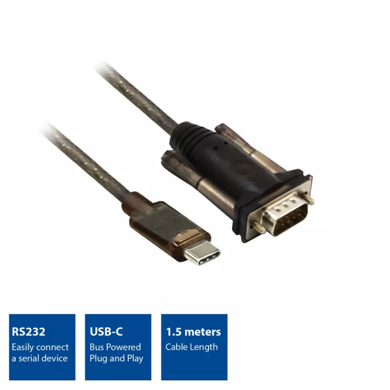 ACT AC6002 sarjakaapeli DB-9, 1,5 m, musta
