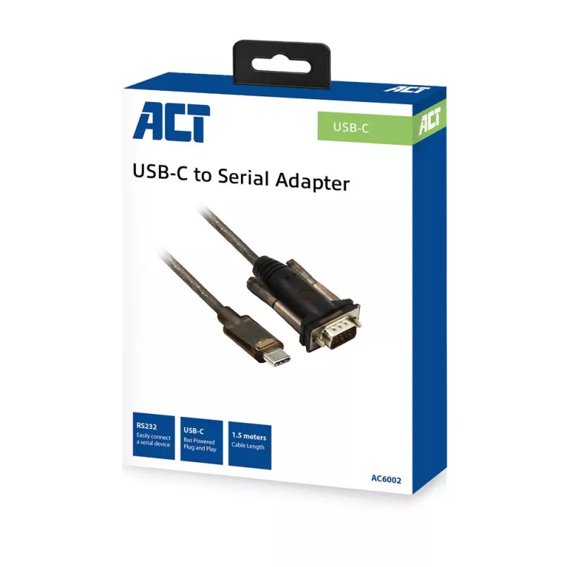 ACT AC6002 sarjakaapeli DB-9, 1,5 m, musta