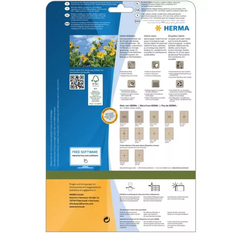 HERMA 10756 itseliimautuva tarra suorakaide pysyvä ruskea 80 kpl