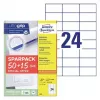 Itseliimautuva tulostintarra AVERY 6605 valkoinen 7x3,7 cm 1560 tarraa