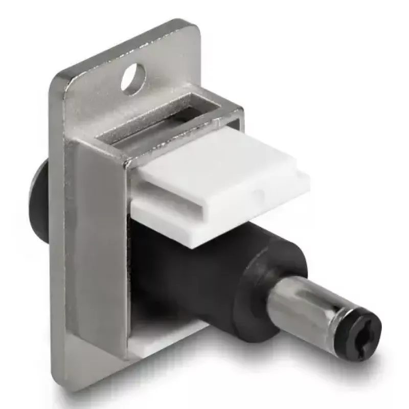 DeLOCK Keystone-moduuli 90886 litteä musta hopea valkoinen DC 5,5 x 2,5