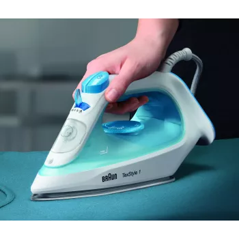 Braun TexStyle 1 SI1050BL höyrysilitysrauta keraaminen silityspohja 2000 W sininen, valkoinen
