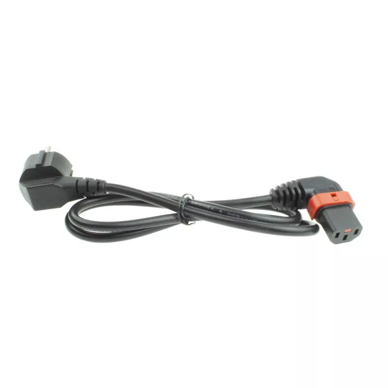 ACT virtakaapeli CEE 7/7 pistoke (kulma) - C13 IEC Lock (vasemmalle kulma) musta 2 m, EL451S