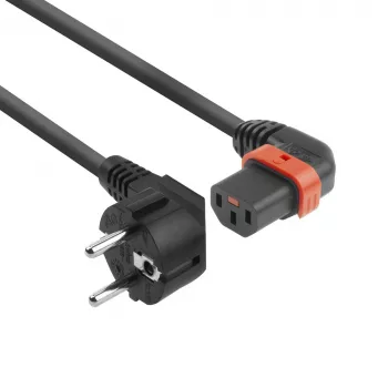ACT virtakaapeli CEE 7/7 pistoke (kulma) - C13 IEC Lock (vasemmalle kulma) musta 3 m, EL455S