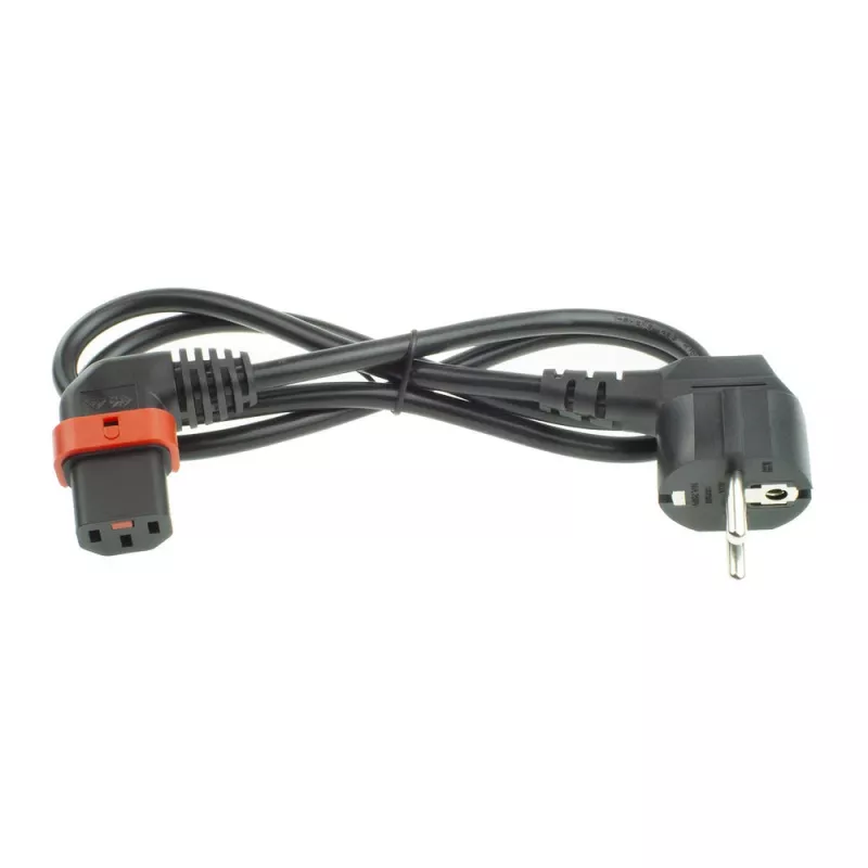 ACT virtakaapeli CEE 7/7 pistoke (kulma) – C13 IEC Lock (oikealle kulma) musta 1 m, EL446S