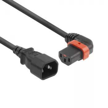 ACT virtakaapeli C14 - C13 IEC Lock (vasemmalle kulma) musta 2 m, PC2046