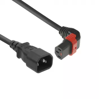 ACT virtakaapeli C14 - C13 IEC Lock (ylöspäin kulma) musta 1 m, PC2043