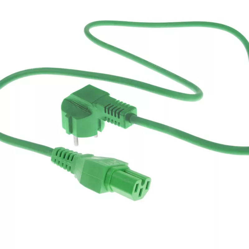 ACT Powercord virtajohto CEE 7/7 pistoke (kulma) - C15 vihreä 1,5 m