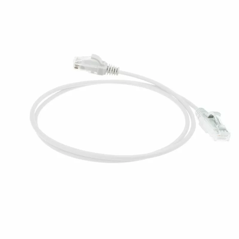 ACT valkoinen 7 metriä LSZH U/UTP CAT6 Datacenter Slimline -verkkokaapeli RJ45-liittimillä